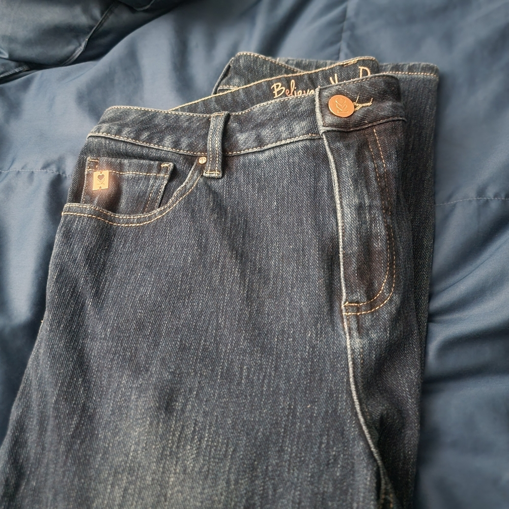 Belle By Kim Gravel Slim Leg Blue Jeans Size 12 Dark Blue